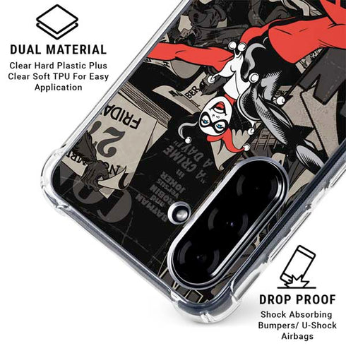 DC Comics Harley Quinn Vintage Action pose pattern Galaxy A36 5G Clear Case