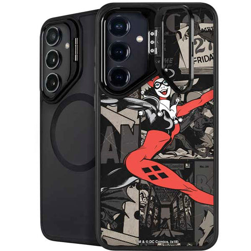 DC Comics Harley Quinn Vintage Action pose pattern Galaxy S25 Kickstand Case