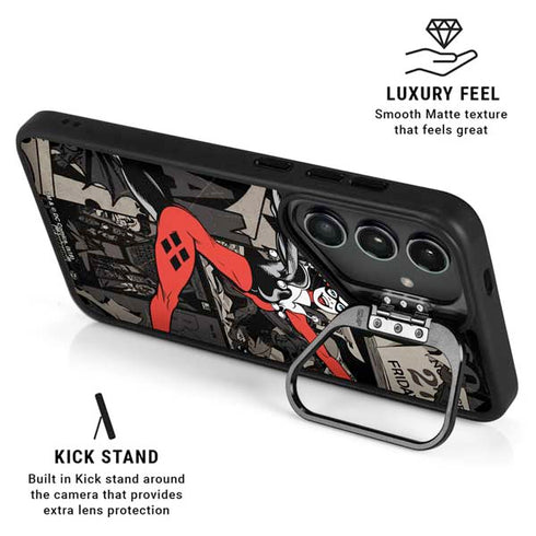 DC Comics Harley Quinn Vintage Action pose pattern Galaxy S25 Ultra Kickstand Case