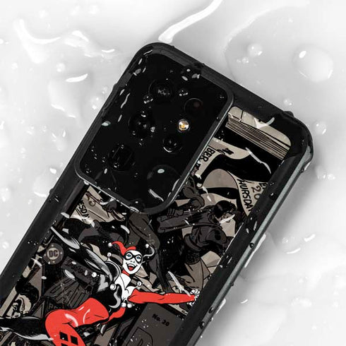 DC Comics Harley Quinn Vintage Action pose pattern Galaxy S24 Ultra Waterproof Case