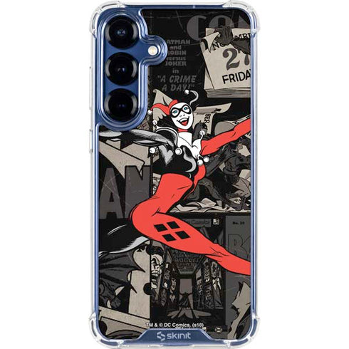 DC Comics Harley Quinn Vintage Action pose pattern Galaxy S25 Plus Clear Case