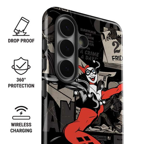 DC Comics Harley Quinn Vintage Action pose pattern Galaxy S26 Impact Case