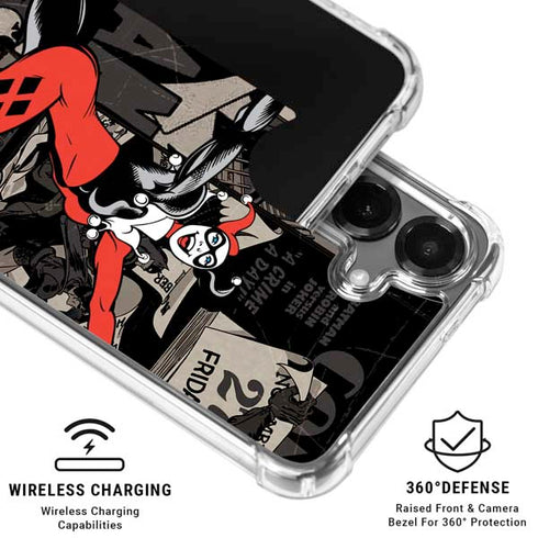 DC Comics Harley Quinn Vintage Action pose pattern Galaxy S26 Plus Clear Case