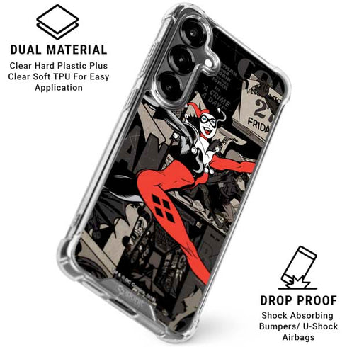 DC Comics Harley Quinn Vintage Action pose pattern Galaxy S26 Plus Clear Case