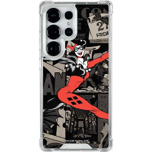 DC Comics Harley Quinn Vintage Action pose pattern Galaxy S26 Ultra Clear Case