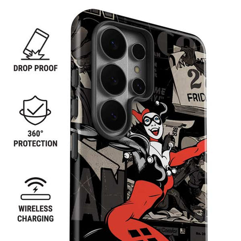 DC Comics Harley Quinn Vintage Action pose pattern Galaxy S26 Ultra Impact Case