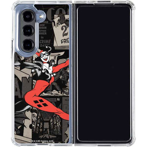 DC Comics Harley Quinn Vintage Action pose pattern Galaxy Z Fold5 5G Clear Case