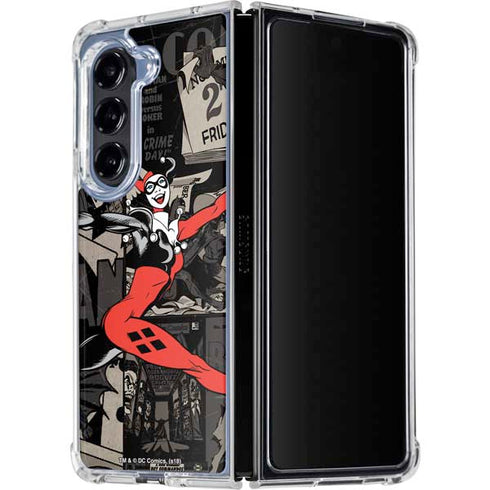 DC Comics Harley Quinn Vintage Action pose pattern Galaxy Z Fold5 5G Clear Case