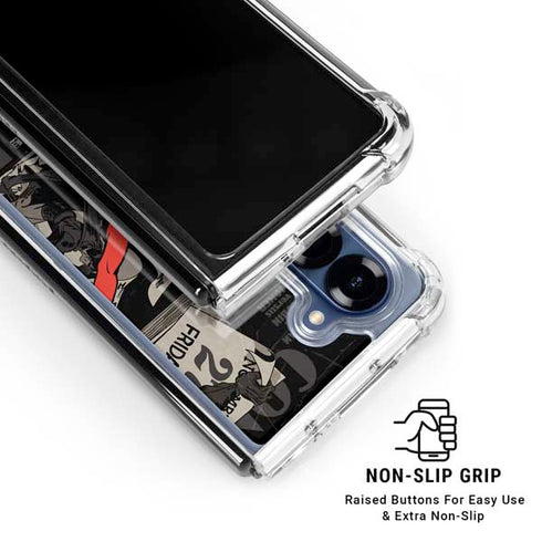 DC Comics Harley Quinn Vintage Action pose pattern Galaxy Z Fold6 Clear Case