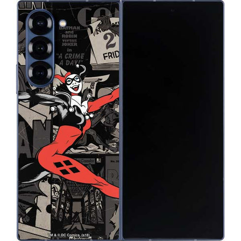 DC Comics Harley Quinn Vintage Action pose pattern Galaxy Z Fold6 Skin