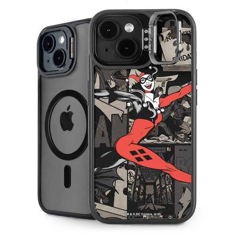 DC Comics Harley Quinn Vintage Action pose pattern iPhone 14 Plus Kickstand Case