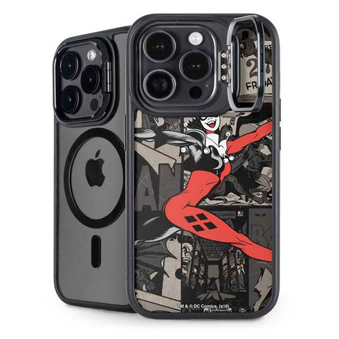 DC Comics Harley Quinn Vintage Action pose pattern iPhone 14 Pro Kickstand Case