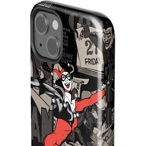 DC Comics Harley Quinn Vintage Action pose pattern iPhone 15 Impact Case