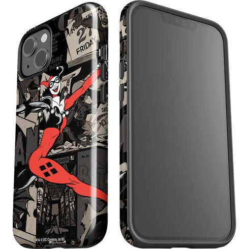 DC Comics Harley Quinn Vintage Action pose pattern iPhone 15 Impact Case