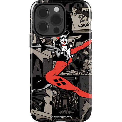 DC Comics Harley Quinn Vintage Action pose pattern iPhone 15 Pro Impact Case