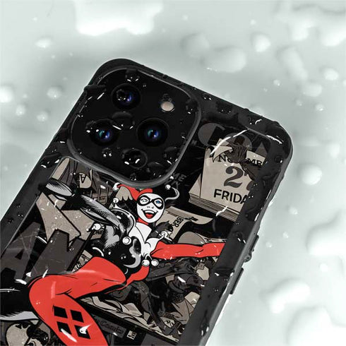 DC Comics Harley Quinn Vintage Action pose pattern iPhone 15 Pro Waterproof Case