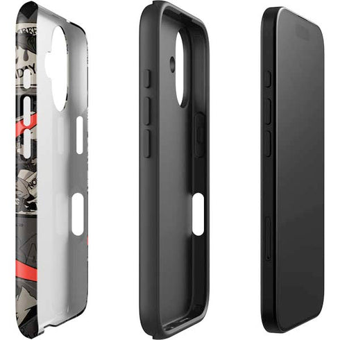 DC Comics Harley Quinn Vintage Action pose pattern iPhone 16 Impact Case