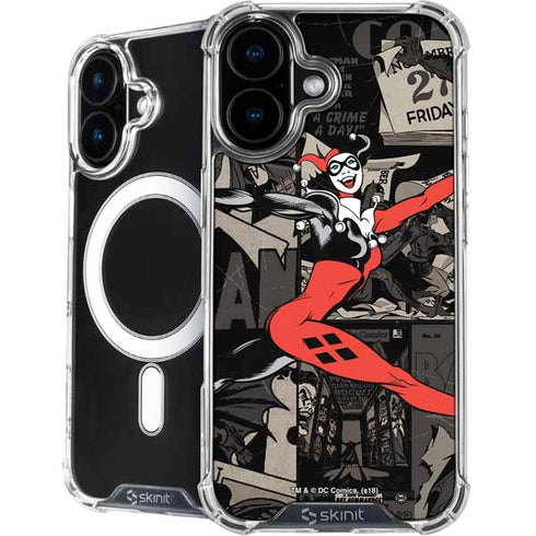 DC Comics Harley Quinn Vintage Action pose pattern iPhone 16 MagSafe Case