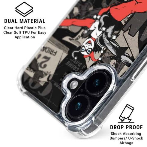 DC Comics Harley Quinn Vintage Action pose pattern iPhone 16 Plus MagSafe Case