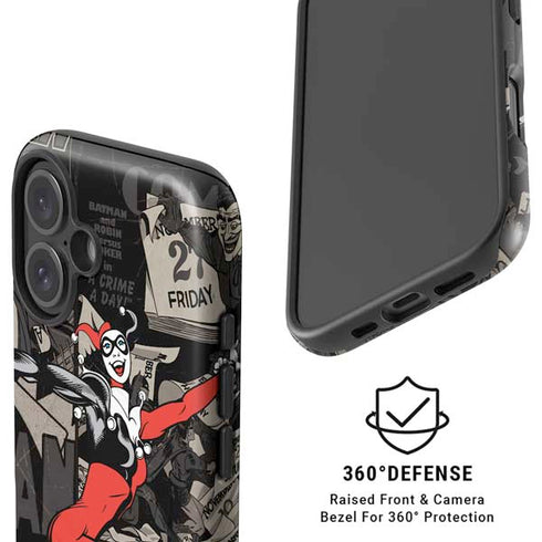 DC Comics Harley Quinn Vintage Action pose pattern iPhone 16 Plus Magsafe Impact Case