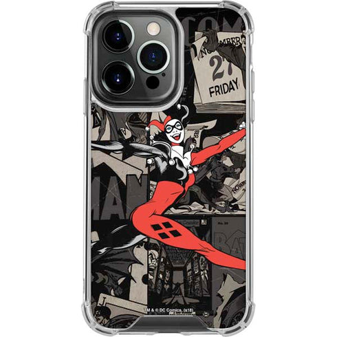 DC Comics Harley Quinn Vintage Action pose pattern iPhone 16 Pro Clear Case
