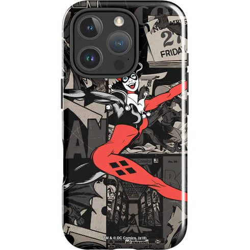 DC Comics Harley Quinn Vintage Action pose pattern iPhone 16 Pro Impact Case