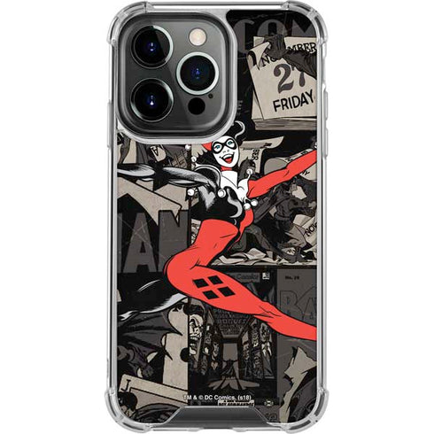 DC Comics Harley Quinn Vintage Action pose pattern iPhone 16 Pro Max Clear Case