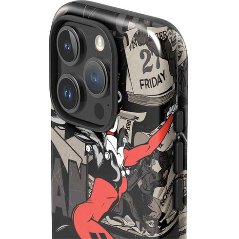 DC Comics Harley Quinn Vintage Action pose pattern iPhone 16 Pro Max Impact Case