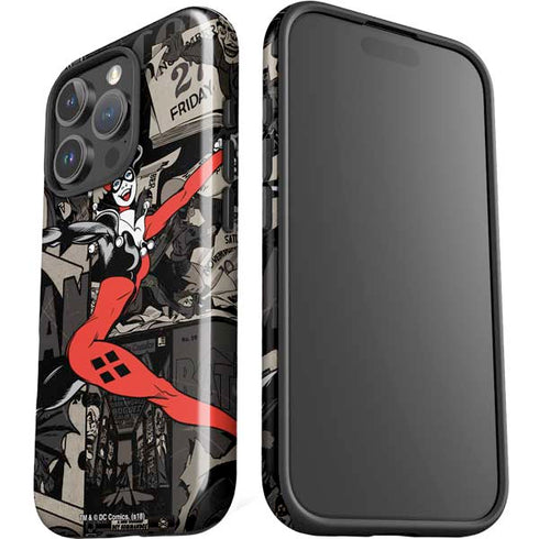 DC Comics Harley Quinn Vintage Action pose pattern iPhone 16 Pro Max Impact Case