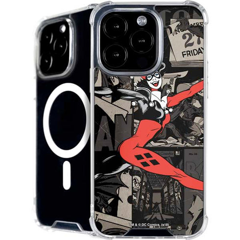 DC Comics Harley Quinn Vintage Action pose pattern iPhone 16 Pro Max MagSafe Case