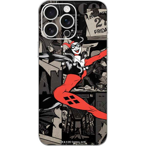 DC Comics Harley Quinn Vintage Action pose pattern iPhone 16 Pro Max Skin