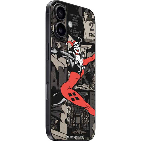 DC Comics Harley Quinn Vintage Action pose pattern iPhone 16 Skin