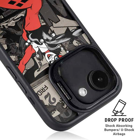 DC Comics Harley Quinn Vintage Action pose pattern iPhone 16e Kickstand Case