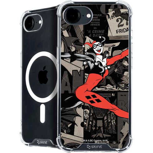 DC Comics Harley Quinn Vintage Action pose pattern iPhone 16e MagSafe Case