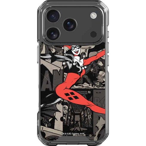 DC Comics Harley Quinn Vintage Action pose pattern iPhone 18 Pro Clear Case