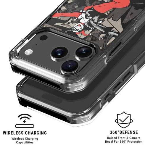 DC Comics Harley Quinn Vintage Action pose pattern iPhone 18 Pro Clear Case