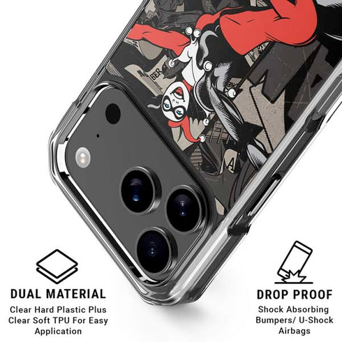 DC Comics Harley Quinn Vintage Action pose pattern iPhone 18 Pro Clear Case