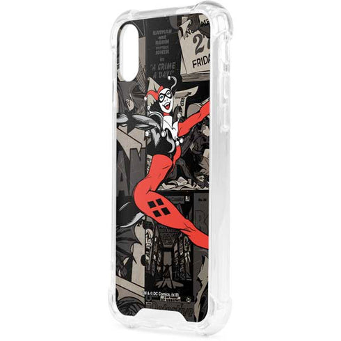 DC Comics Harley Quinn Vintage Action pose pattern iPhone XS Clear Case