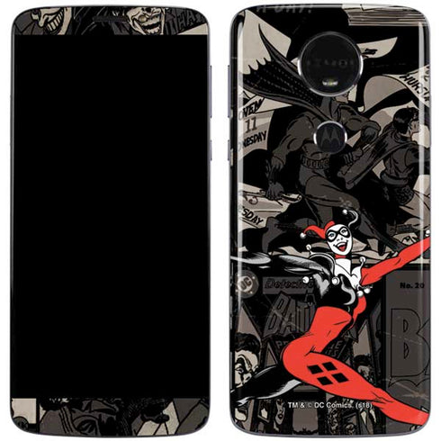 DC Comics Harley Quinn Vintage Action pose pattern Moto E5 Plus Skin