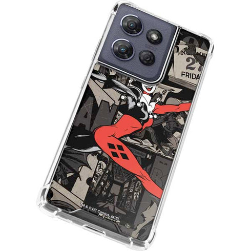 DC Comics Harley Quinn Vintage Action pose pattern Moto G 5G (2025) Clear Case