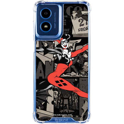 DC Comics Harley Quinn Vintage Action pose pattern Moto G 5G (2024) Clear Case