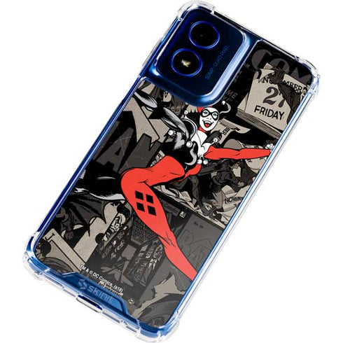 DC Comics Harley Quinn Vintage Action pose pattern Moto G Play 4G (2024) Clear Case