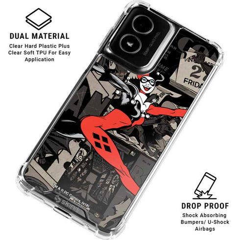 DC Comics Harley Quinn Vintage Action pose pattern Moto G Power 5G (2024) Clear Case