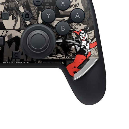 DC Comics Harley Quinn Vintage Action pose pattern Nintendo Switch 2 (2025) Pro Controller Skin