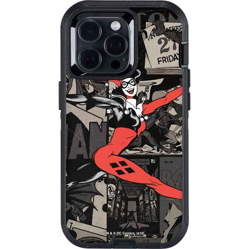 DC Comics Harley Quinn Vintage Action pose pattern Otterbox Defender iPhone Skin