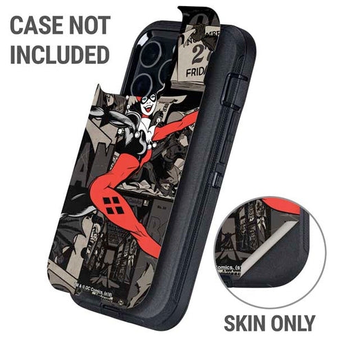 DC Comics Harley Quinn Vintage Action pose pattern Otterbox Defender iPhone Skin