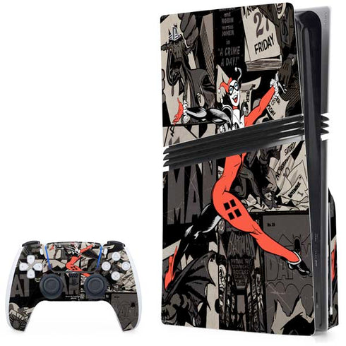 DC Comics Harley Quinn Vintage Action pose pattern PS5 Pro Disk Bundle Skin