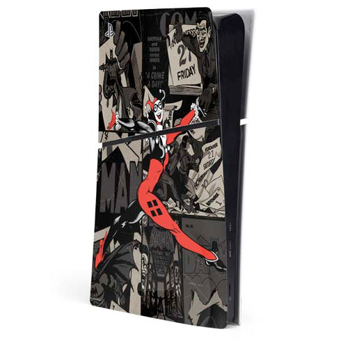 DC Comics Harley Quinn Vintage Action pose pattern PS5 Slim Digital Edition Console Skin