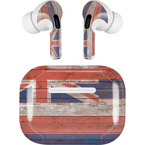 Hawaiian Flag Dark Wood AirPods Skins