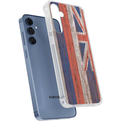 Hawaiian Flag Dark Wood Galaxy A55 5G Clear Case